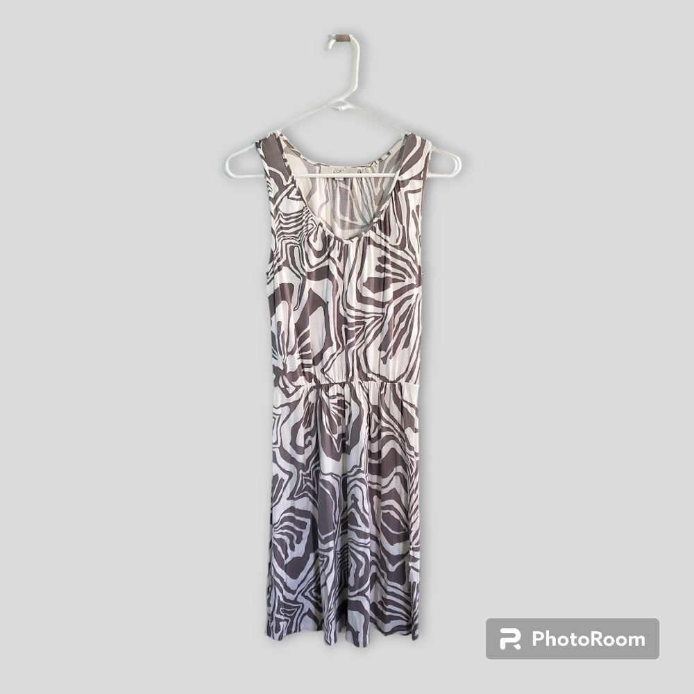 LOFT swirly patterned tank dress with cinched waist, size XS